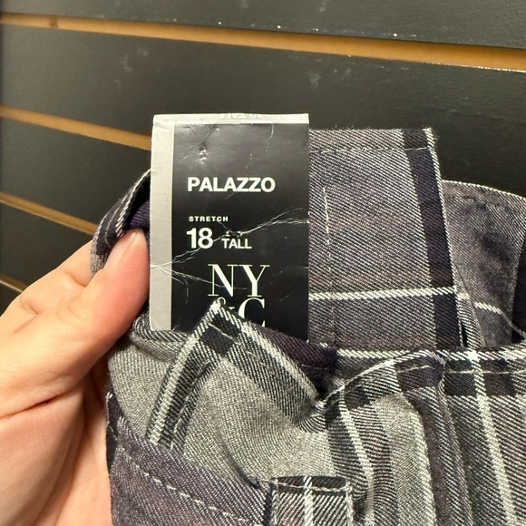 NWT 7th Ave New York & Co Palazzo belted plaid pant size 18 tall - Picture 3 of 5
